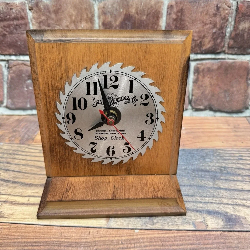 Craftsman Shop Clock Sears Roebuck Saw Blade Metal Wood MCM Vintage Tested